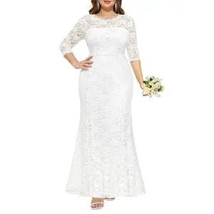 Pinup Fashion Plus Size Wedding Dress for Bride - Formal Evening Gown Party Lace Mermaid Dresses  SwimWeek  summervibes