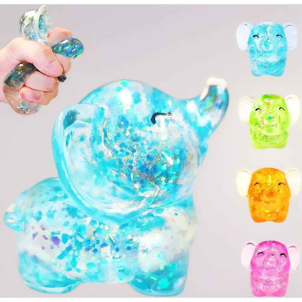 1Pcs Elephant Squishy Fidget Toys Squishy Stress Balls for Adults Sugar Stress Ball Sensory Toys Stress Relief Toy Squeeze Ball Party Favors for Kids, Easter Basket Stuffers (Blue)