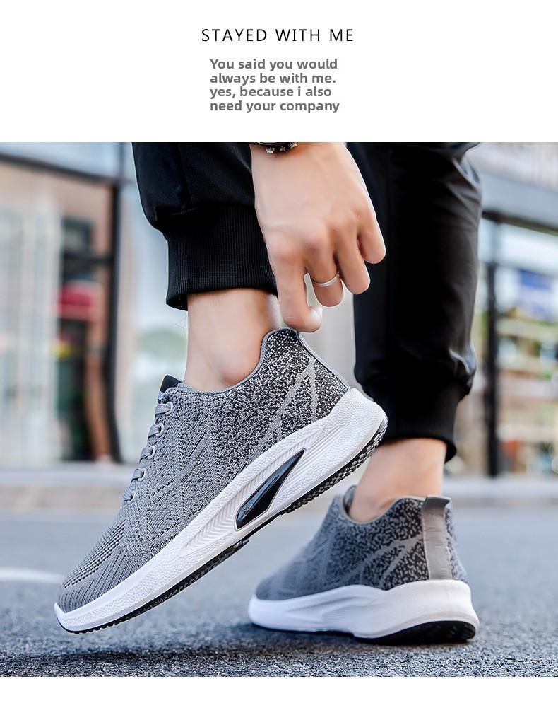 New men's sports shoes with soft soles, comfortable running shoes, breathable fly-knit fabric shoes, popular cross-border export sports and casual shoes