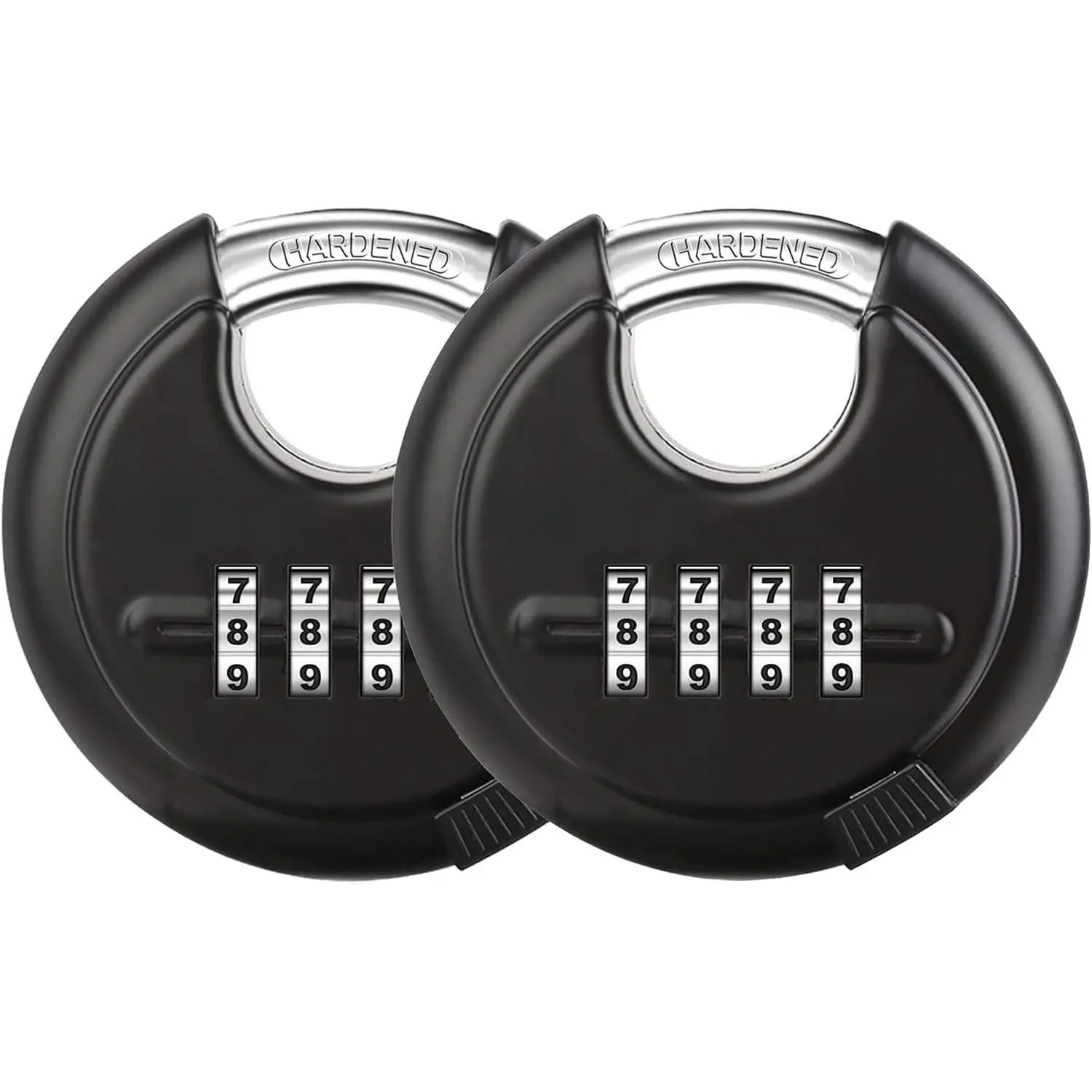 Combination Disc Padlocks for Outdoor - Heavy Duty 4 Digit Code Lock, Combo Lock for Storage Unit,Gate,Fence,(3/8-in Shackle,2PCS,Black)