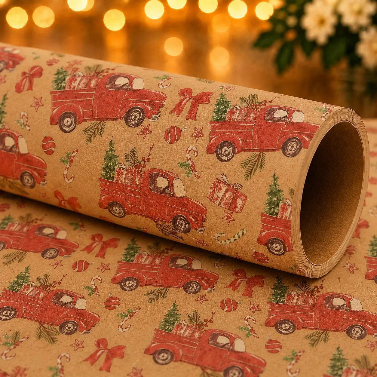 9.8ft Vintage Christmas Wrapping Paper,  Brown Wrapping Paper, Suitable for Christmas Gift Wrapping, Winter Gift Packaging, DIY Gift Wrapping, Christmas Gifts, Christmas Gift Boxes, Party Decorations and Crafts, Gifts for Sons and Daughters