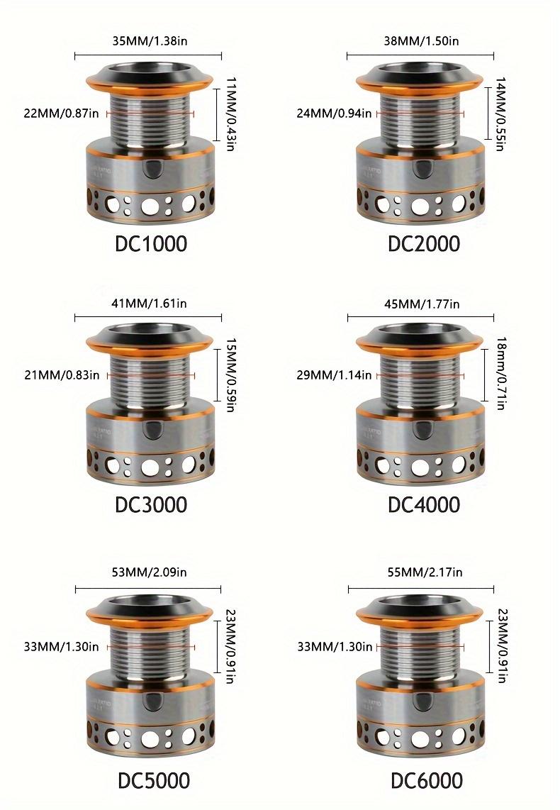 Spinning Fishing Reel Made of Aluminum Alloy with a Gear Ratio of 5.2:1, Suitable for DC 1000-7000 Series, Featuring a Maximum Drag of 26LB, Designed for Both Freshwater And Saltwater Use