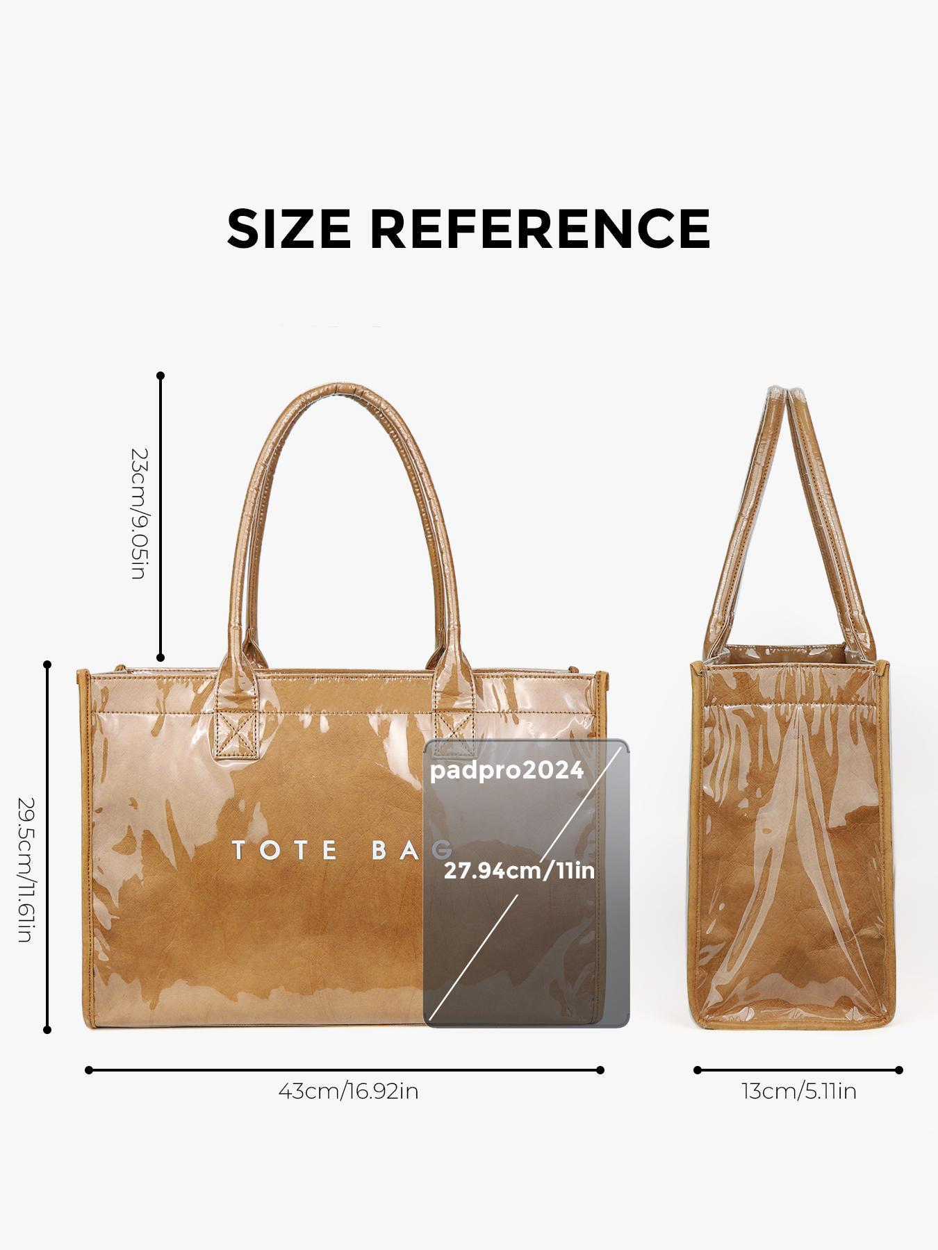 Fashionable Transparent Tote Bag, Casual Large Capacity Handbag for Women, Minimalist Stylish Commuter Purse, Stylish Square Bag, Shiny Stylish Bag