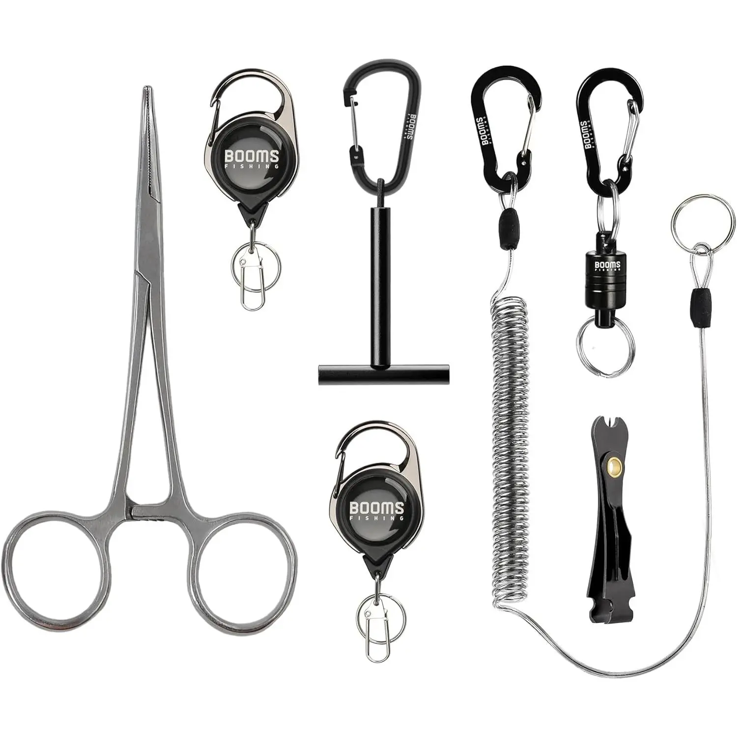 FF3 7 PCS Fly Fishing Tools Kit, Fishing Knot Tool and Line Clipper Retractor, Net Release with Lanyard, Fly Fishing Tippet Spool Holder, Hook Remover Forceps