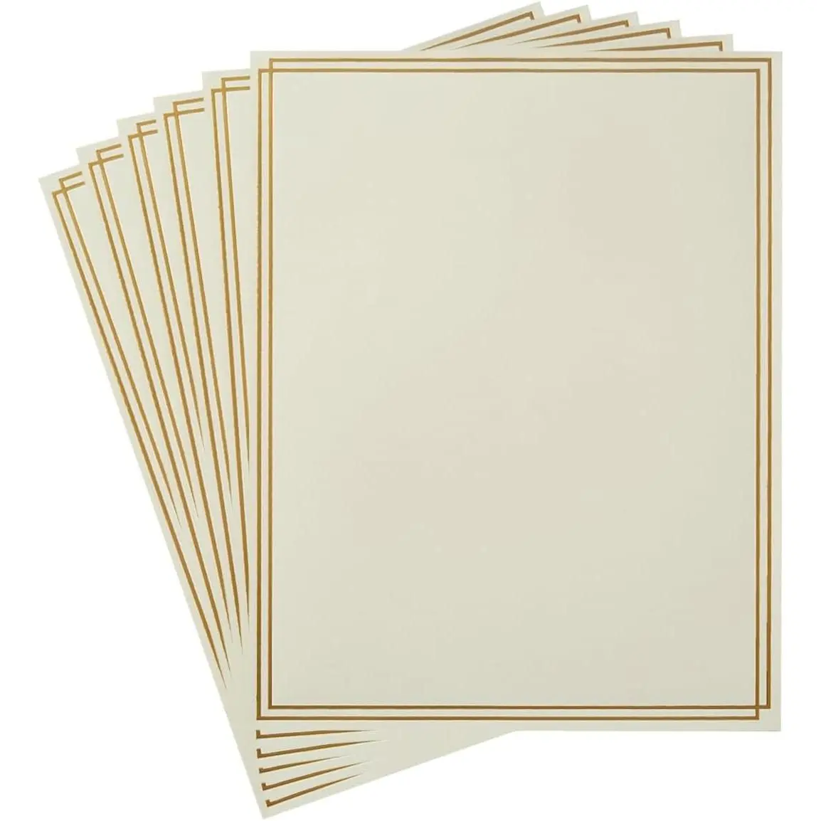 60 Pack Cream Letter Size Stationery Paper with Gold Border, 8.5x11 Inch for Writing Letters