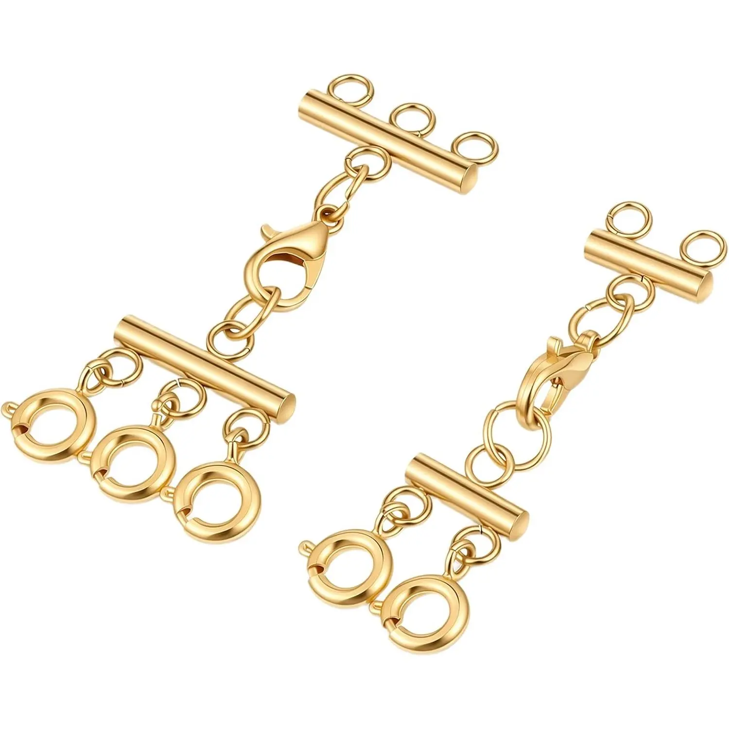 2 count  Necklace Stack Multi Necklace Layering Clasp Separator | Layering Clasps Separator Connectors for Multiple Necklaces Stackable Look Double and Triple Layer Designs