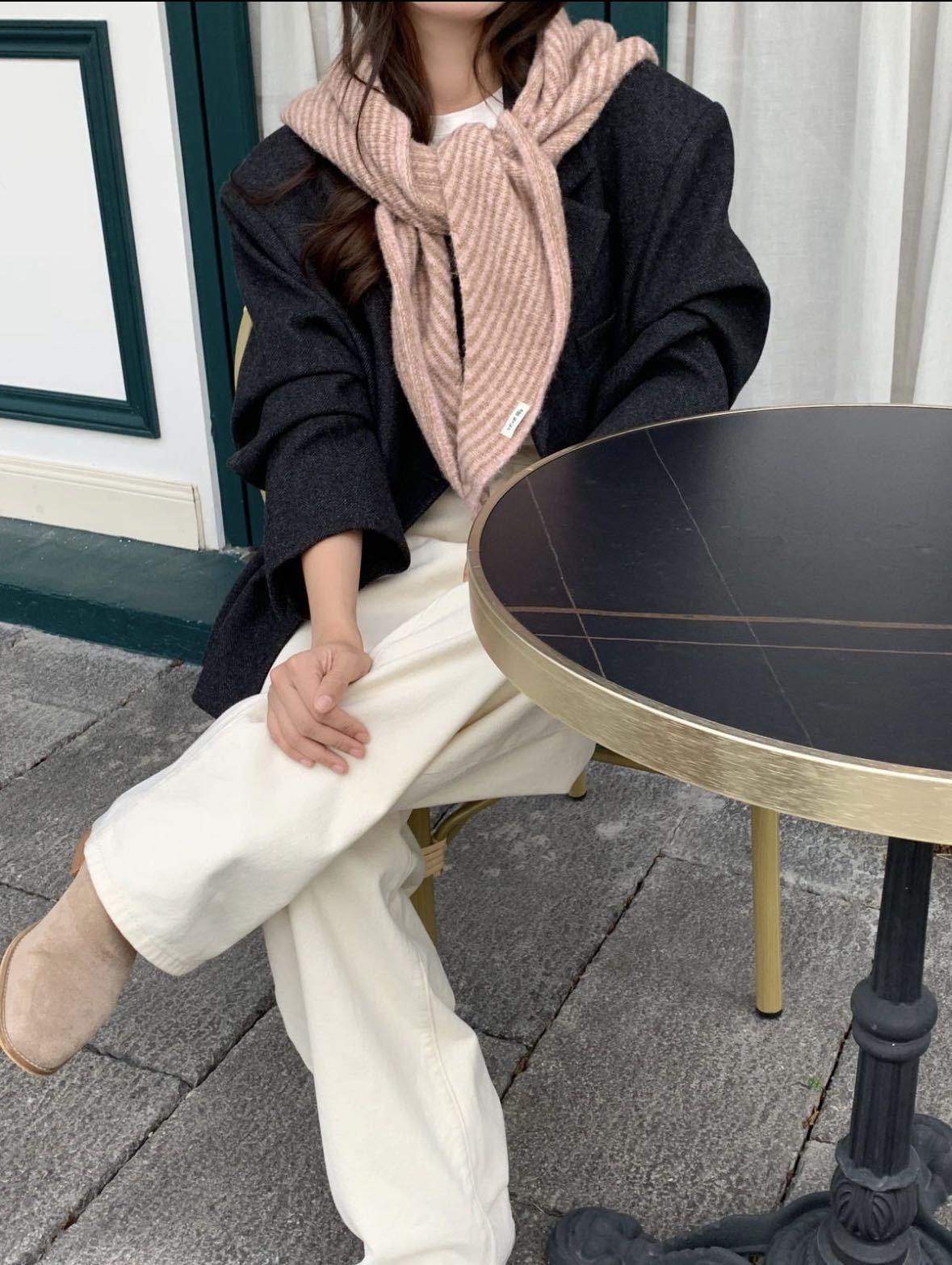 Single Color Cashmere Scarf, Thick Wool Knit Shawl, Fluffy Soft Scarf, Lazy Style, Versatile Korean Aesthetic, Unisex, Fall & Winter