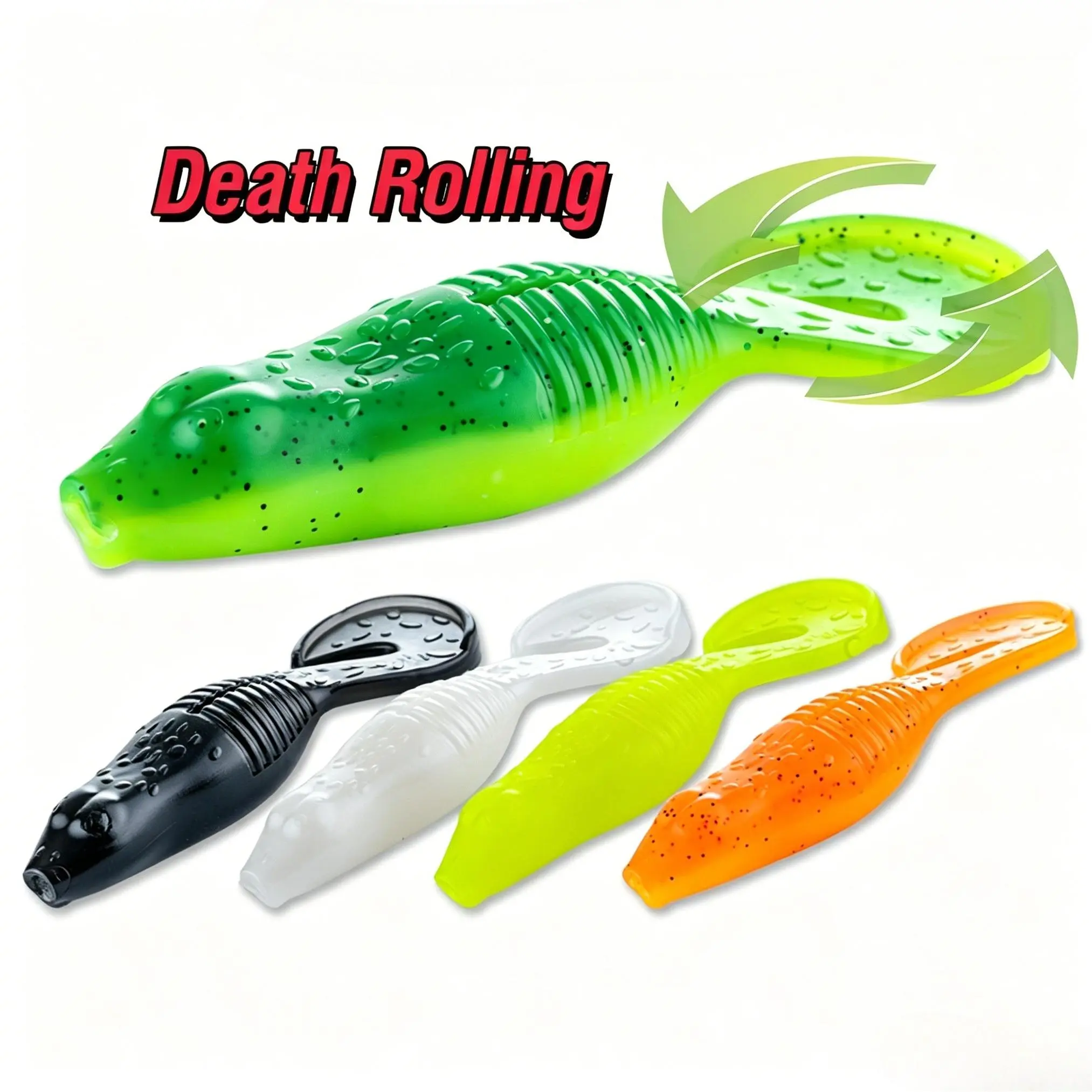 6cm/10cm Curly Tail Soft Lure, Sinking Bionic Bait with Rolling Action, Lifelike Worm Lure for Lure Fishing