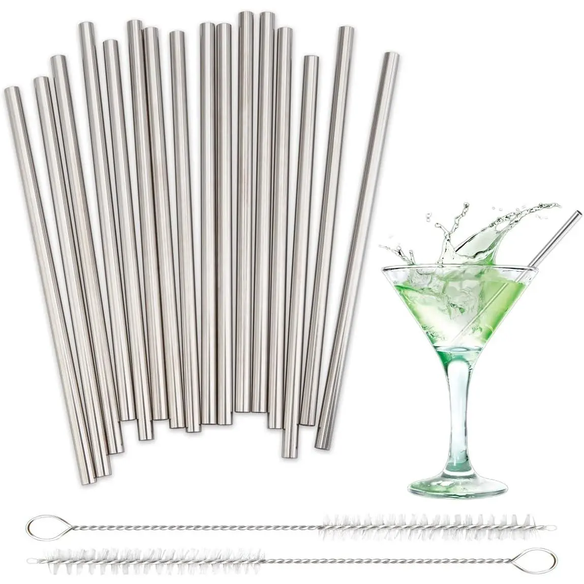 16 Pack 5 Inch Extra Short Metal Coffee Stir Straws,  Stainless Steel Coffee Stirrer, Mini Bar  Straws with Cleaning Brush for Coffee Mugs, Small Glasses or Cups