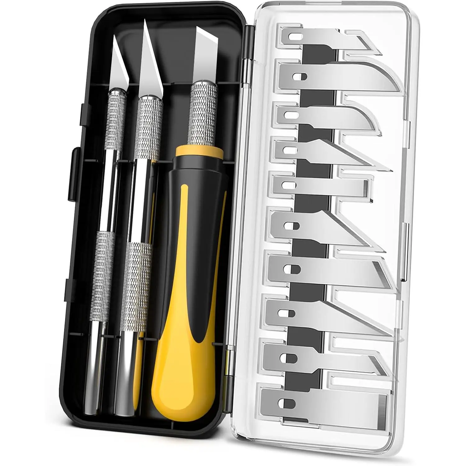16-Piece Hobby Knife & Precision Knife Set, 3-Piece Craft Knife Set with 10-Piece Blades for Crafting, Modeling, Pumpkin Carving, DIY Art Cutting Tools