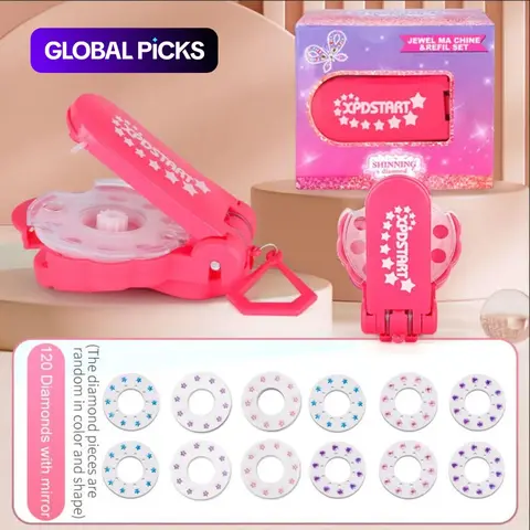 Hair Jewels Stamper DIY Set with Makeup Mirror and Loop Ring, Glitter Glam Tool, Hair Styling, Abs Material, Perfect Gift for Birthdays and Holidays #GLOBAL PICKS