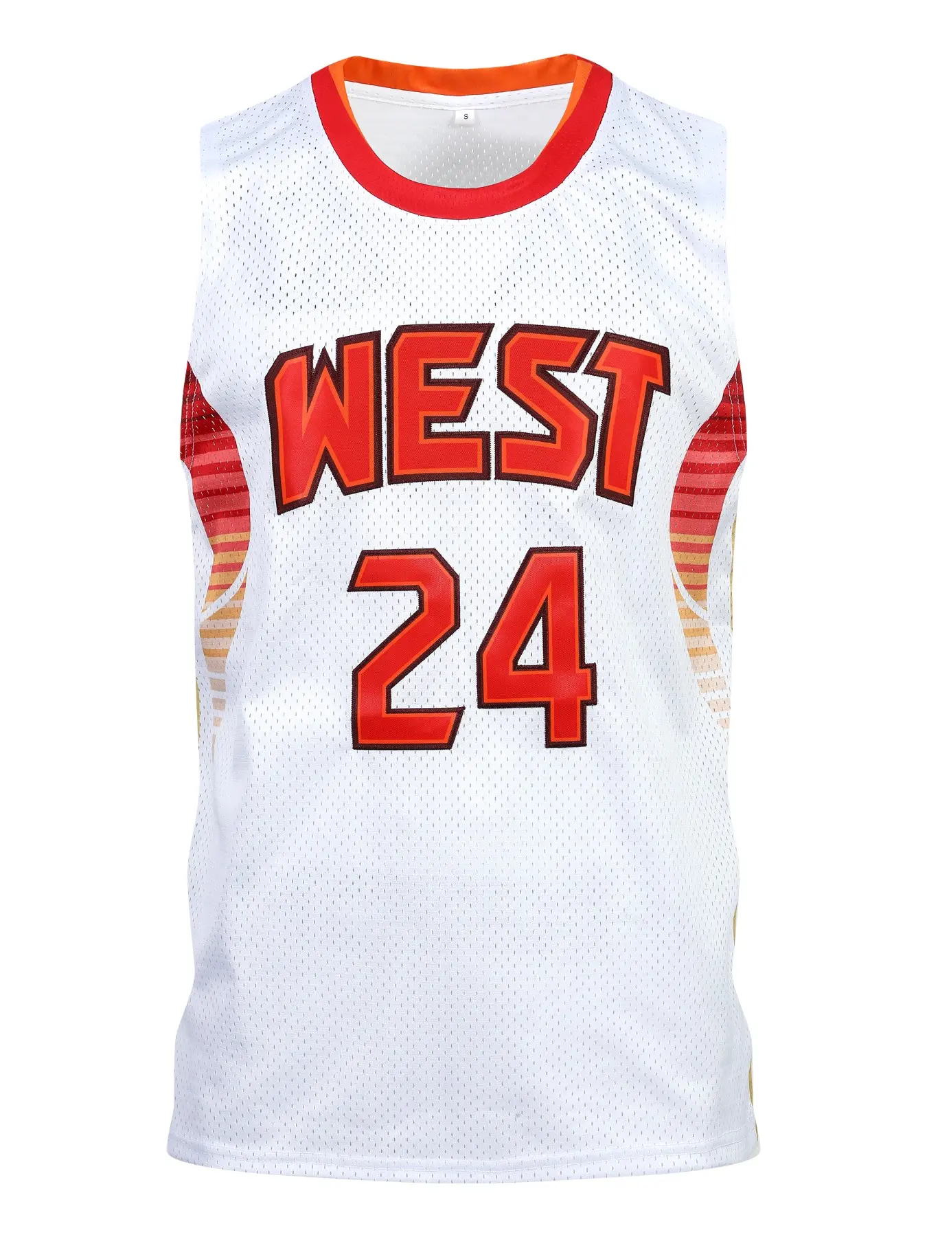 Men's Basketball Jersey 24 White, Embroidered Sports Wear, Sports Tops, Casual Short Sleeve Tank Top, Casual Sporty Top, Fitted Long Clothing, H-Type Silhouette
