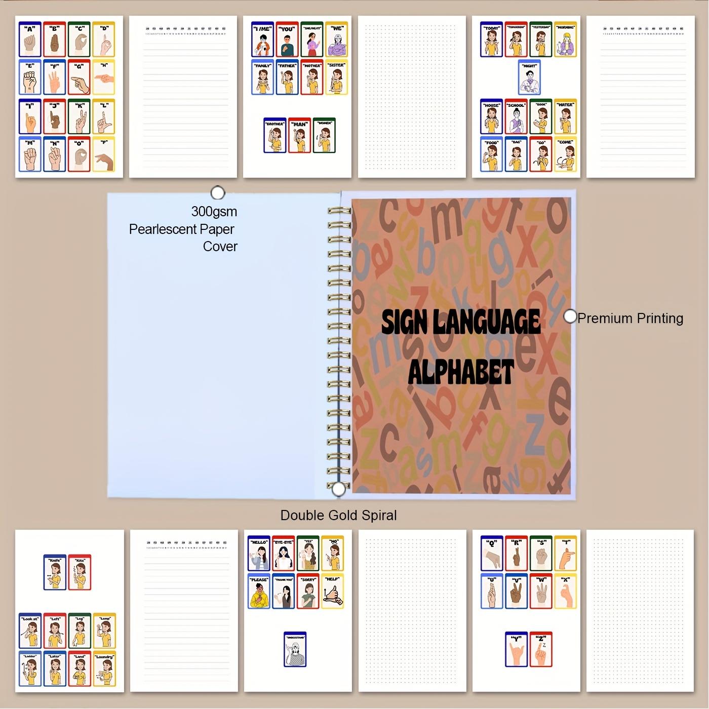 1 Book Sign Language Notebook for Beginners: ASL/BSL Alphabet ...