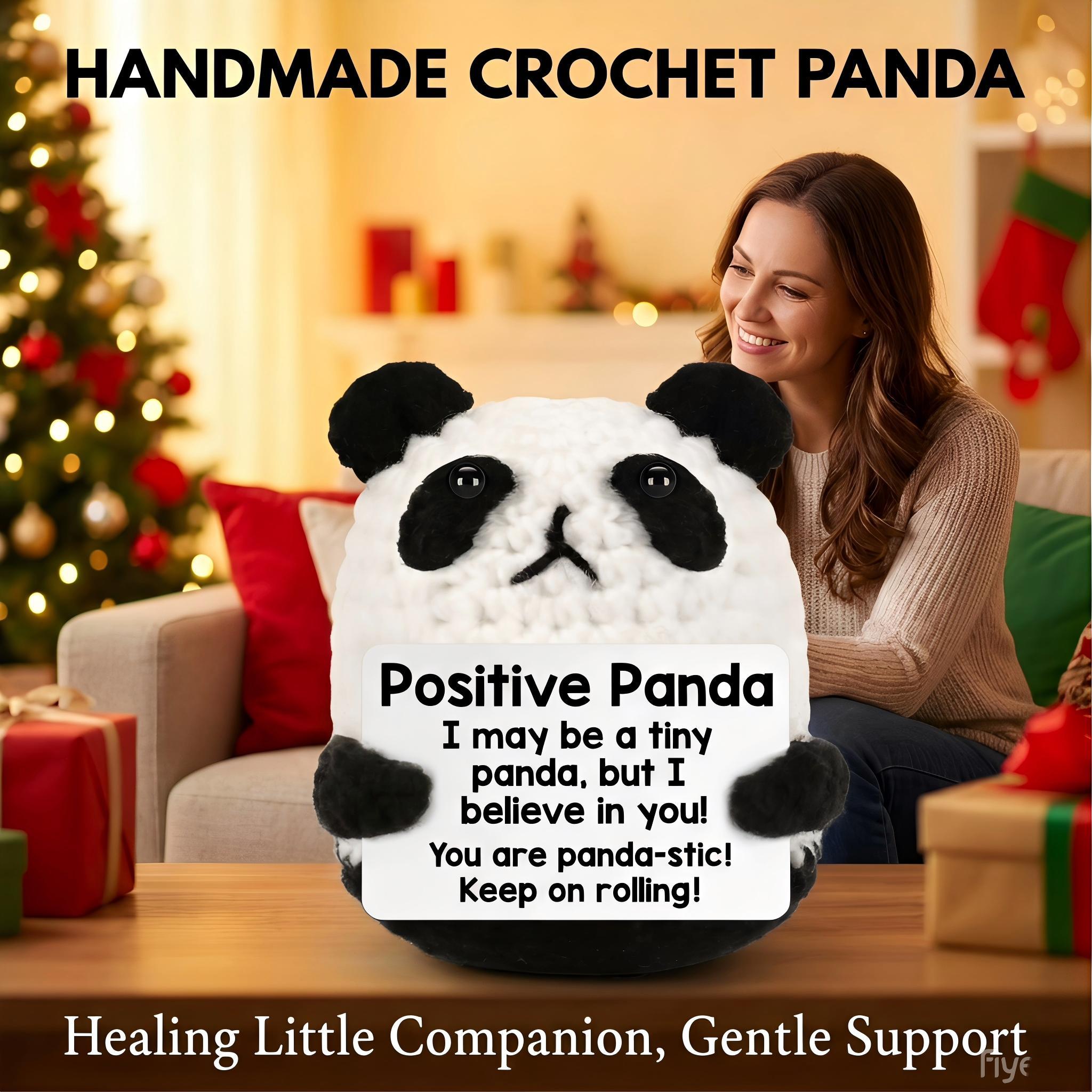 Soft Handmade Crochet Panda Stuffed Animal,Emotional Support Plush for Anxiety Relief,Birthday Gifts for Women Men,Teacher Appreciation Gifts,Easter Basket Stuffers for Boys Girls Teens,Cute Mini Companion Toy for Home Decor & Festival Gifting