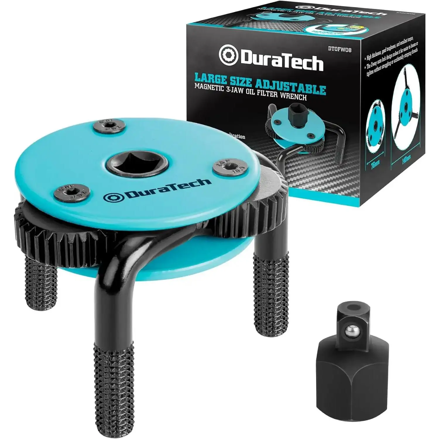 Oil Wrench, 3-Jaw Oil Removal Tool, Large Sizes from 3" to 5.51"(76mm to 140mm), for Cars, Trucks, Tractor