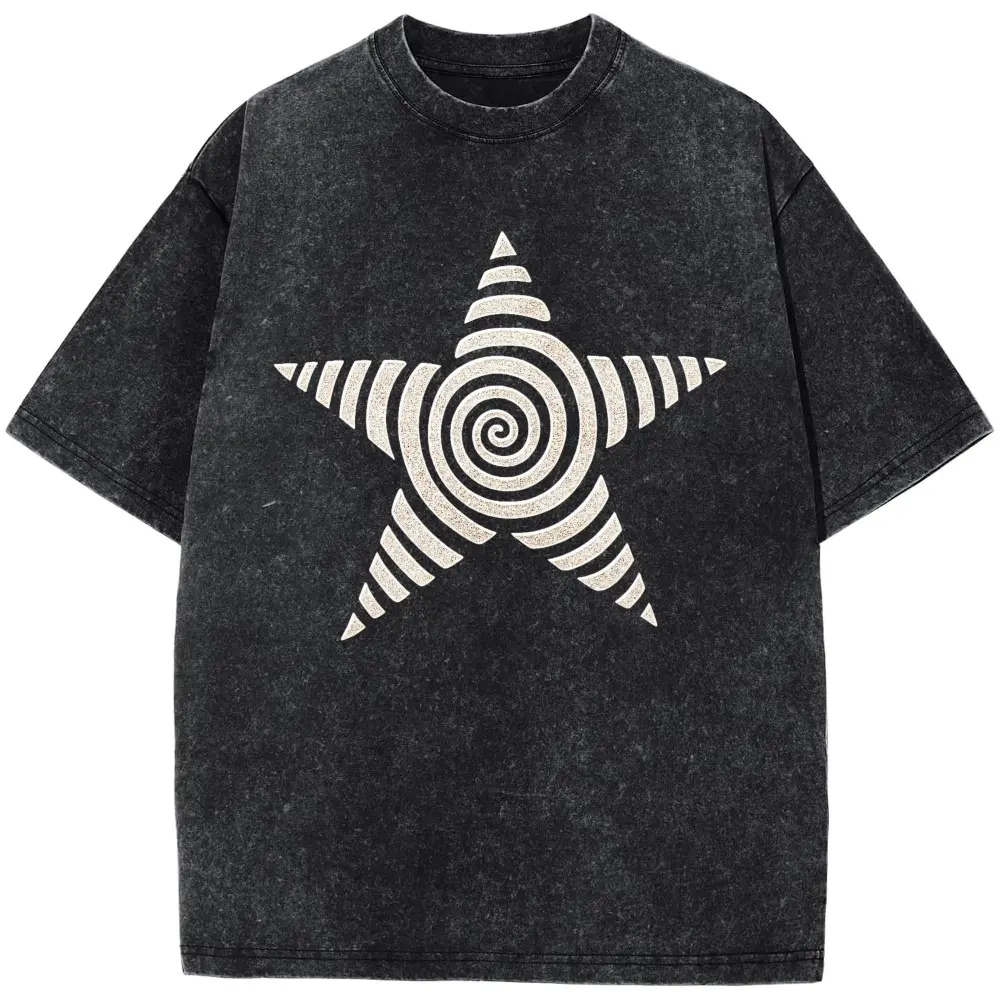 Retro lucky star T-shirt, retro women's shirt, Y2K T-shirt, retro casual short-sleeved T-shirt, Western-style graphic T-shirt, 19th-century clothing, Y2K women's streetwearPlus Size T-Shirt, Retro Fitness Heavyweight Washed T-Shirt, 100% Cotton