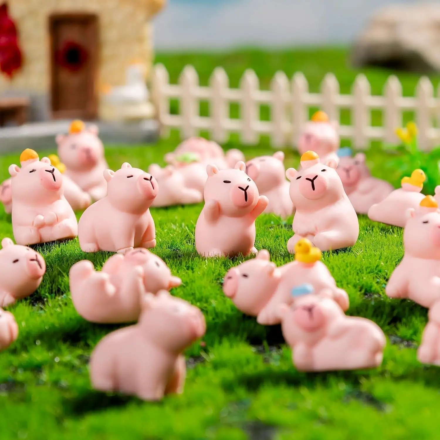 45 count Mini Capybara  Figurines Capybara Figure Ornament Figurines for  Office Desk Zen Garden Sensory Bins Collector Displays()