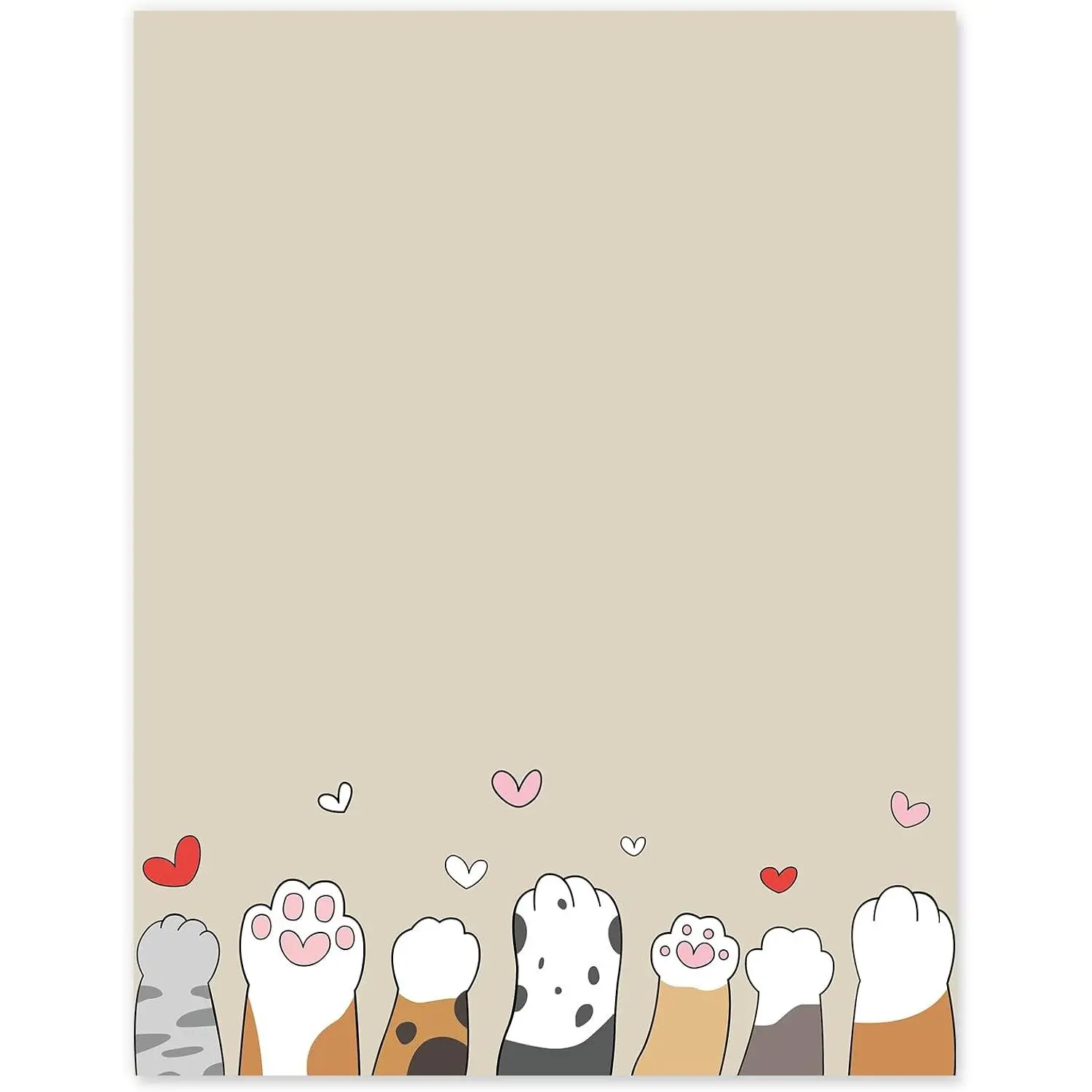 60 Sheets  Paw Stationery Letterhead Paper Cute Cartoon Letter Paper Writing Papers Notes for Birthday  Shower Invitation Printing, 8.5 x 11 Inch, Single-Sided