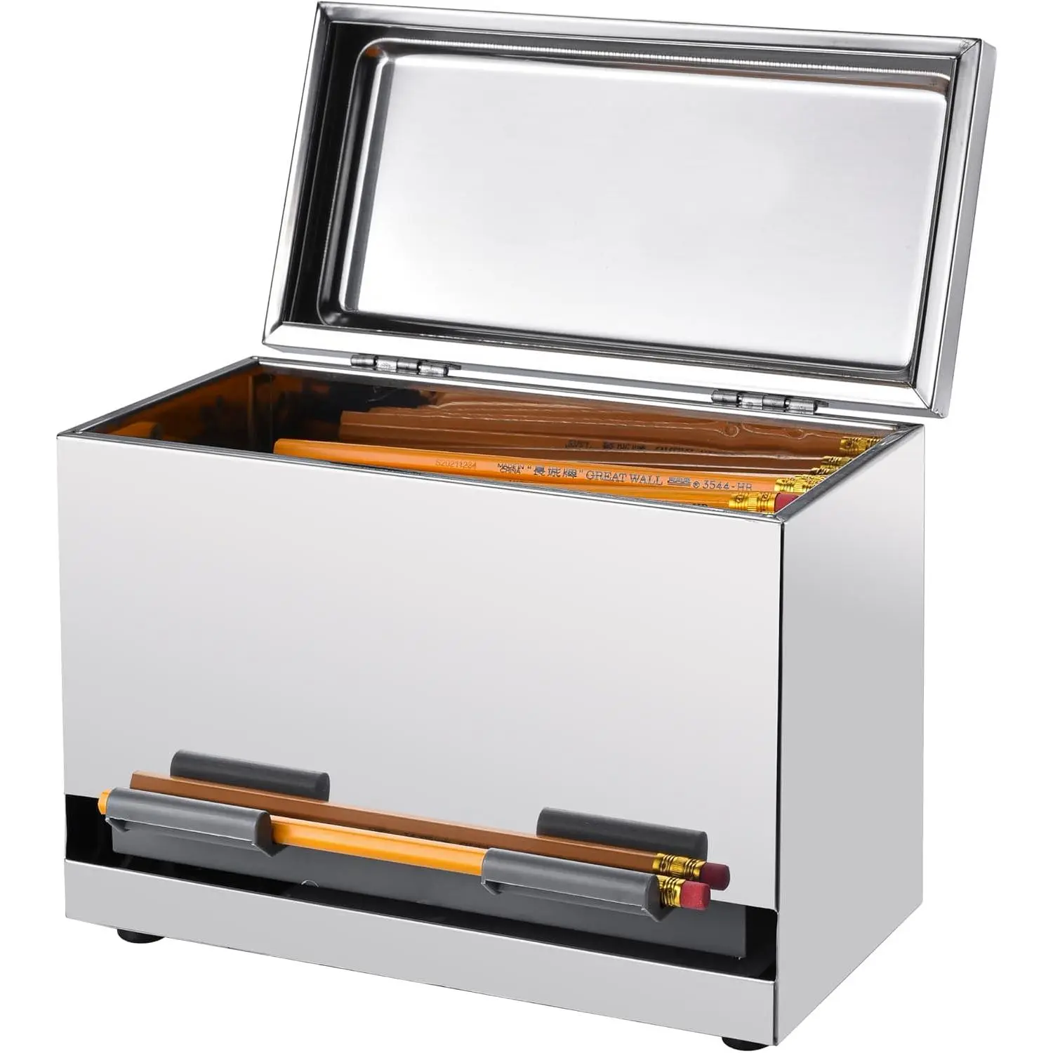 Pencil Dispenser for Classroom - Stainless Steel Bulk Pencil Holder for Desk - Includes Removable Label Stickers - Teacher  Haves for Organization - Holds up to 200 Pencils ()