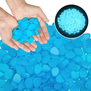 Luminous Blue Stones Glow In Dark Decor Pebbles 100-300PCS For Garden Aquarium Wedding Ornament