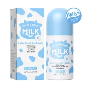 LAIKOU Milk Deodorant Roll On, Non-Sticky & Lightweight Underarm Care for Active Sports & Gym, Moisturizing Formula with Aloe Vera & Pro-Vitamin B5, Fresh All Day Comfort