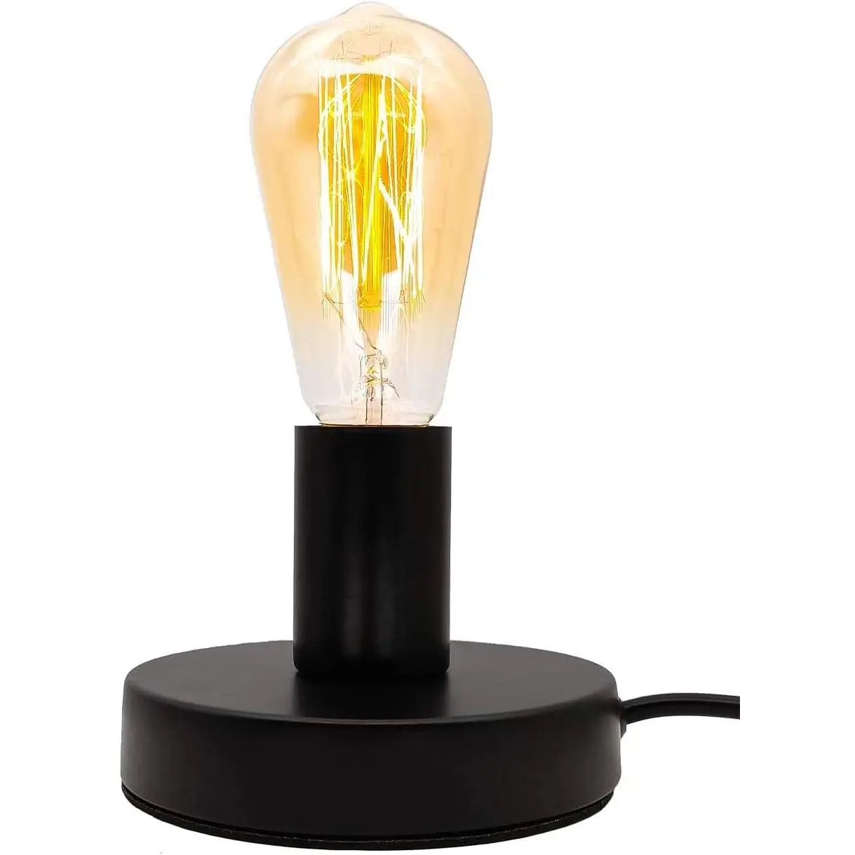 Industrial Table Lamp Base E26/E27 Ceramic Base Holder,  Small Desk Lamp with Plug in Cord /Off  Edison Lamp for  Lighting Decor (Small)