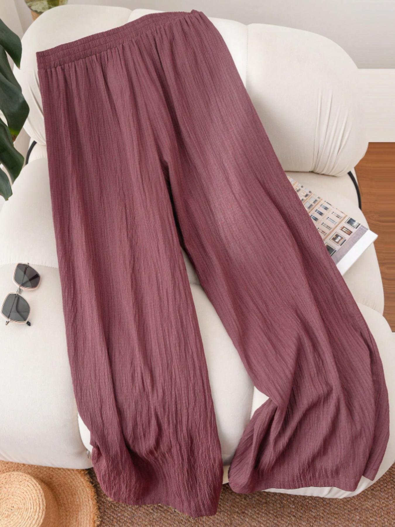 Women's Solid Color Wide Leg Pants, Casual Comfy Trousers for Daily Wear, Ladies Bottoms for All Seasons, Casual Fashion Pants Women's Solid Color Wide Leg Pants, Casual Comfy Trousers for Daily Wear, Ladies Bottoms for All Seasons, Casual Fashion Pants