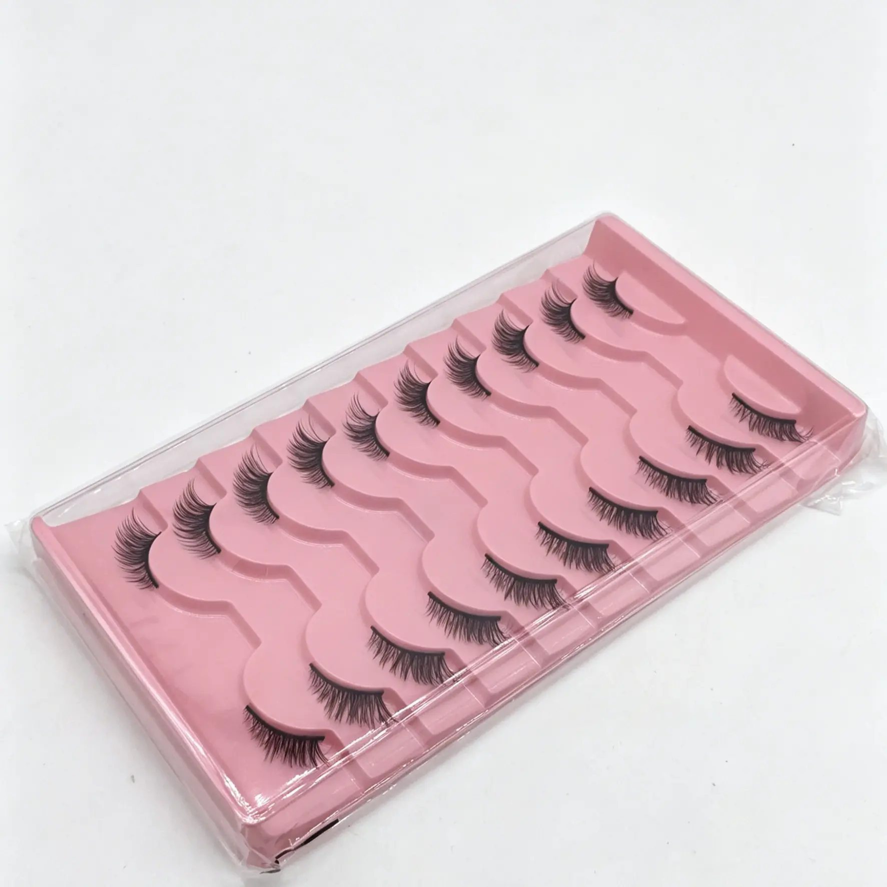 10 Pairs Half Cat-Eye False Eyelashes Naturally Thick & Curly, Clear Invisible Band for Easy Application Perfect for Daily Commutes & Dates