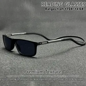 Unisex Magnetic Sunglasses Reading Glasses, Portable Neck Strap, Adjustable Lenses, Fashionable Magnifier, +100° to +400°, Outdoor Travel Fishing