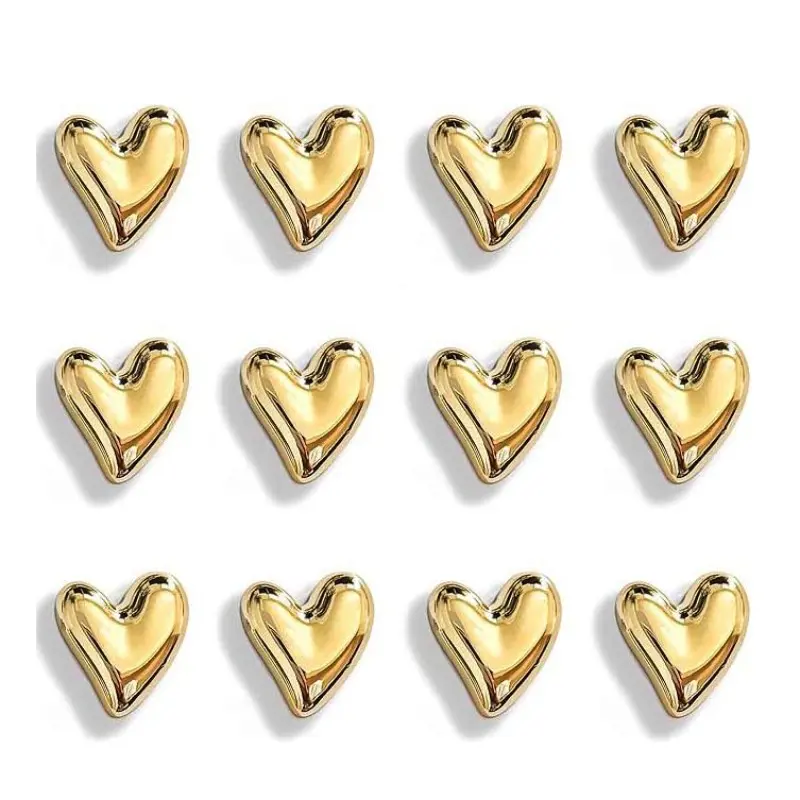 12 Pcs 3D Gold/Silver Heart Magnetic Refrigerator Magnets, Small Love Heart Cute Decorative Magnet Set for Home Kitchen Office Whiteboard Decor, DIY Home Decor Decoration, Cute Fridge Magnets