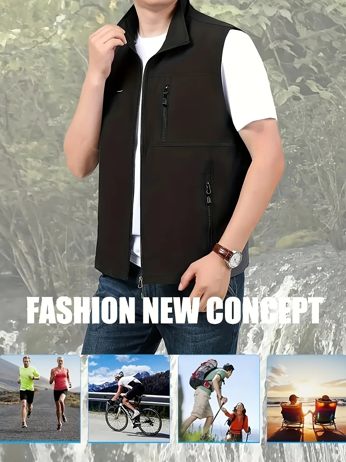 Men's Work Vest, Multi-Pocket Quick-Dry Fishing Vest, Casual Sleeveless Outer Vest, Outdoor Jacket, Perfect for Daily Use