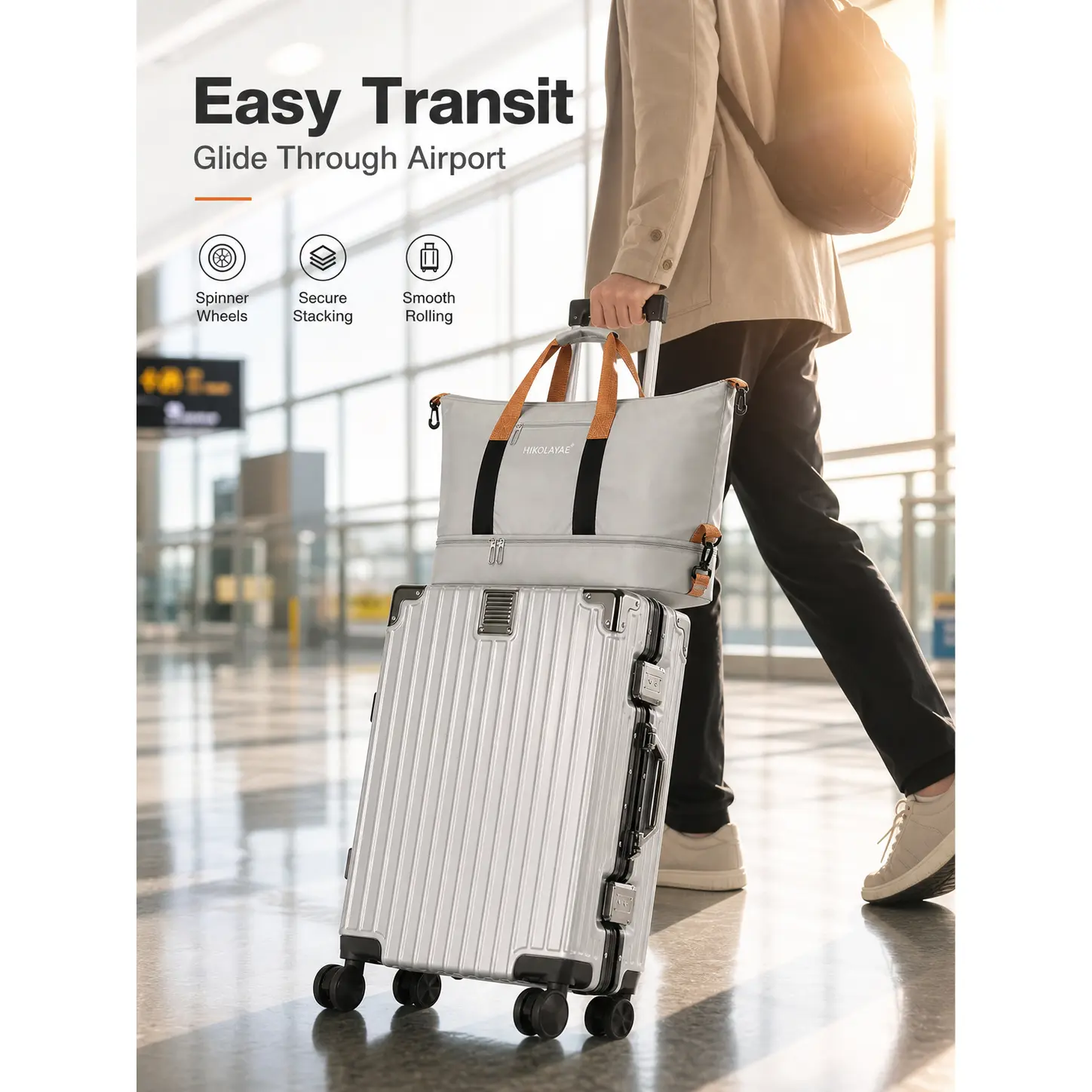 20 Inch Carry On Luggage Set with Travel Organizer Bag, Stylish Frame Hard Shell , Lightweight & Durable Spinner Luggage with Smooth Wheels, Airline Approved , Unisex, Multiple Colors Available gift carry-on suitcase organization