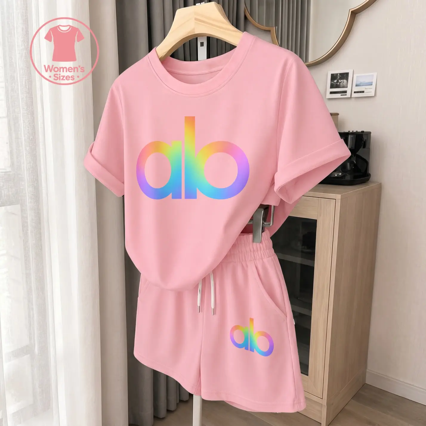 Women’s Casual Two Piece Shorts Set, Short Sleeve T Shirt and Drawstring Shorts Outfit, Gradient Letter Graphic Print Lounge Set for Vacation, Cruise, Beach, Travel and Daily Summer Wear