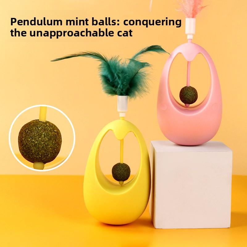 Interactive Catnip Mint Ball - Natural Catnip Lollipop for Chewing & Playing - Crunchy Dental Toy for Teeth Cleaning - Durable & Fun Cat Teething Toy for All Ages