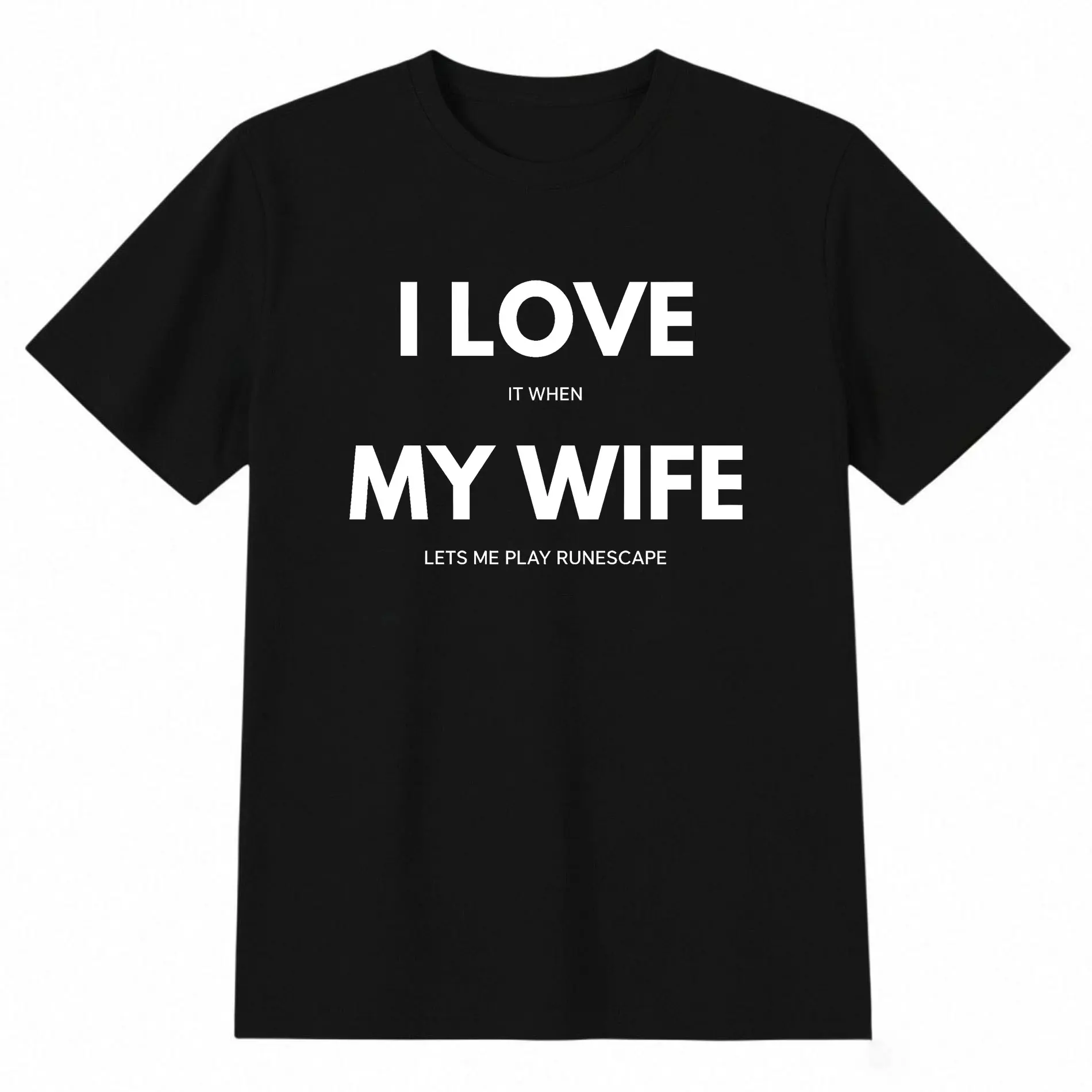 Men's Casual Short-Sleeve Tops, OSRS Runescape Gamer Meme T-Shirt - "I Love it When My Wife Lets Me Play" Funny Menswear, Birthday/Christmas Gift for Husband, Shortsleeve