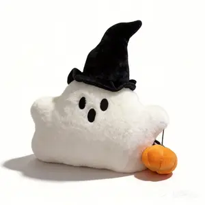 40cm Ghost Pumpkin Plush Toy with Hat, Halloween Decoration, Room Decor, Kids Gift, Birthday Present for Family Friends