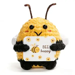 Handcrafted Crochet Emotional Support Bee Doll, Amigurumi, Craftsmanship - Yarn Toy for Encouragement Gifts, Ideal for Mother's Day, Graduation, Birthdays, and Desktop Companions for Friends, Colleagues - Perfect for Daughters