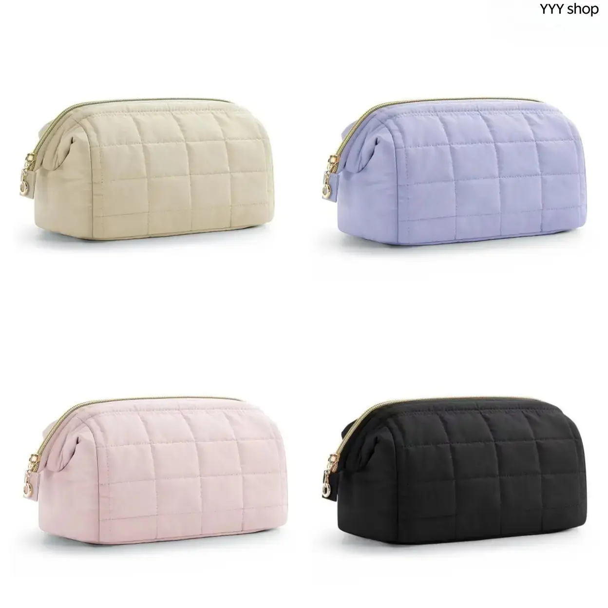 Aesthetic Cloud Shaped Quilted Cotton Makeup Bag, Viral Puffy Large Capacity Travel Cosmetic Pouch, Soft Waterproof Beauty Organizer For Skincare Makeup, Trendy SummerWin Vacation Packing Essential ,summervibes