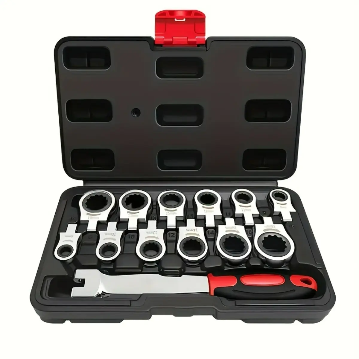 13pcs Adjustable Ratchet Wrench Set, Flexible Head, Multi-Function Repair Tool, Chrome Vanadium Steel, Rust Resistant, Durable, Car & Home Use, Ratcheting Wrench Set