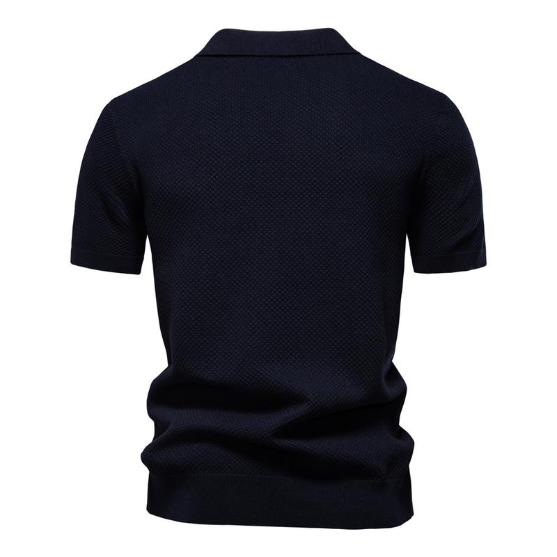 High Quality Pineapple Pattern Woolen Polo Shirt Men Business Seagull Collar Men's Short Sleeve Sweater Polo cozy clothing