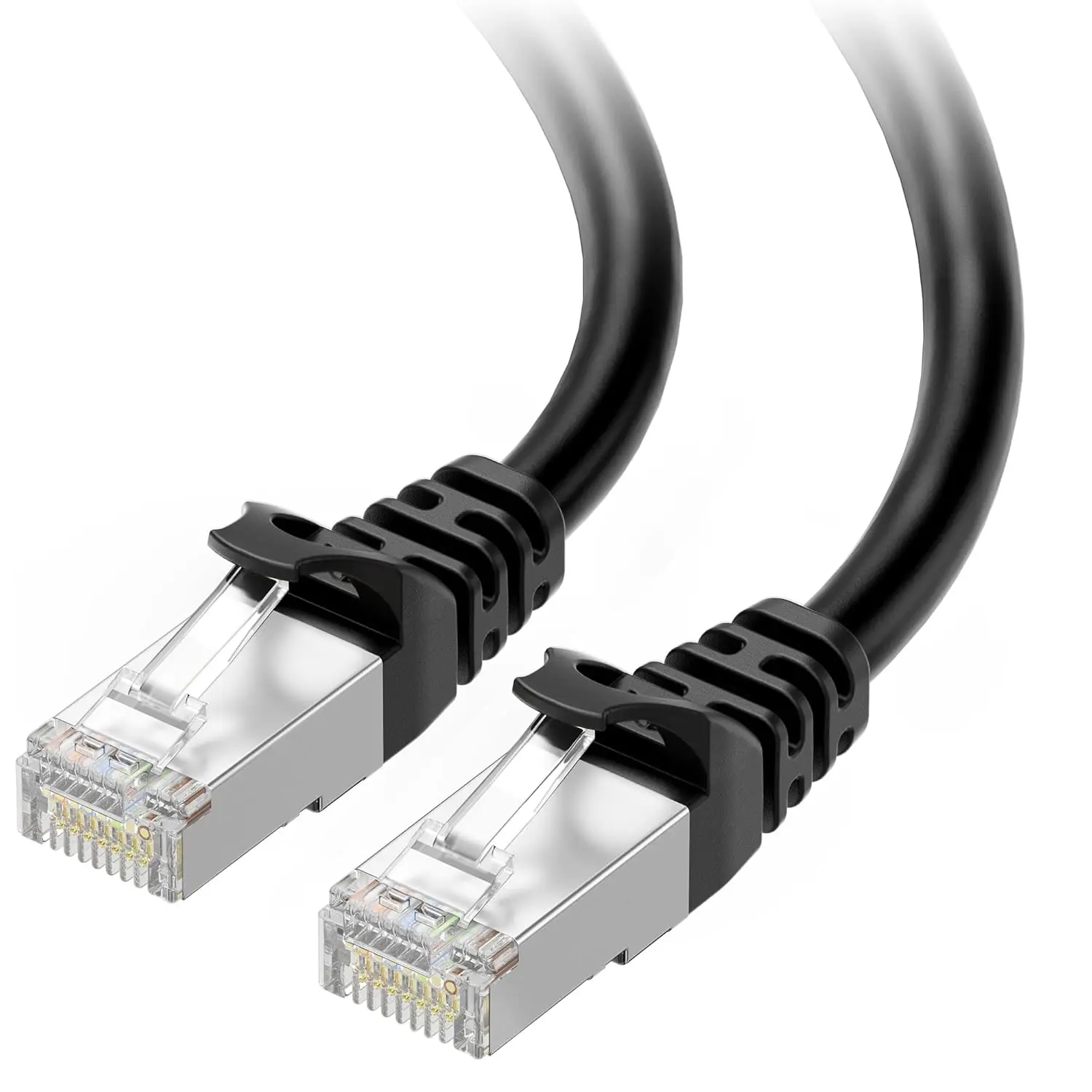 10Gbps Snagless Shielded Cat 6A Ethernet Cable 50ft Black High Speed Network Cord
