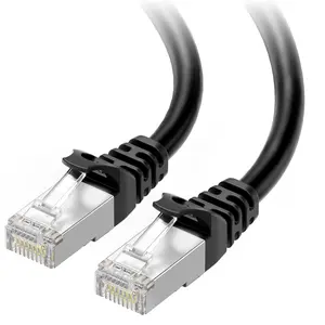 10Gbps Snagless Shielded Cat 6A Ethernet Cable 50ft Black High Speed Network Cord