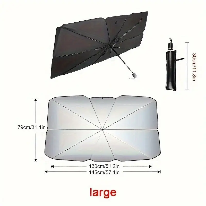High-Quality Reflective Sun Protection Front Window Shade - Silver Coating Windshield Sunshade, Sun Shade for Car Window, Roller Blind Design, UV Heat Shield, Universal Fit Summer Automotive Exterior Accessory with Easy Storage