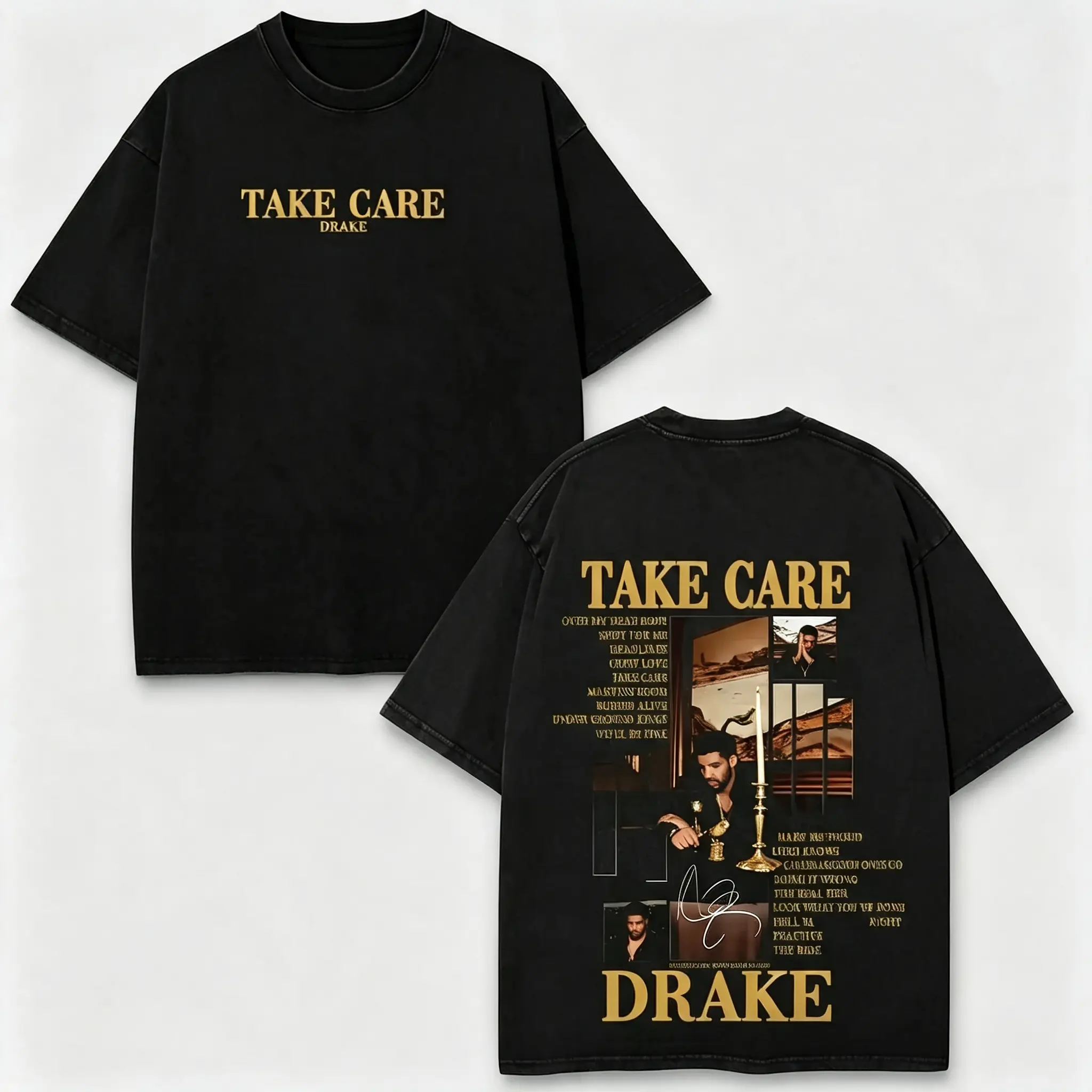 Drake Take Care Acid Washed T-Shirt & Tanktop, Y2K Retro Vintage Rap Music Graphic Tee, Oversized Unisex Soft Cotton Streetwear, Unique Fan Lover Gift For Men Women