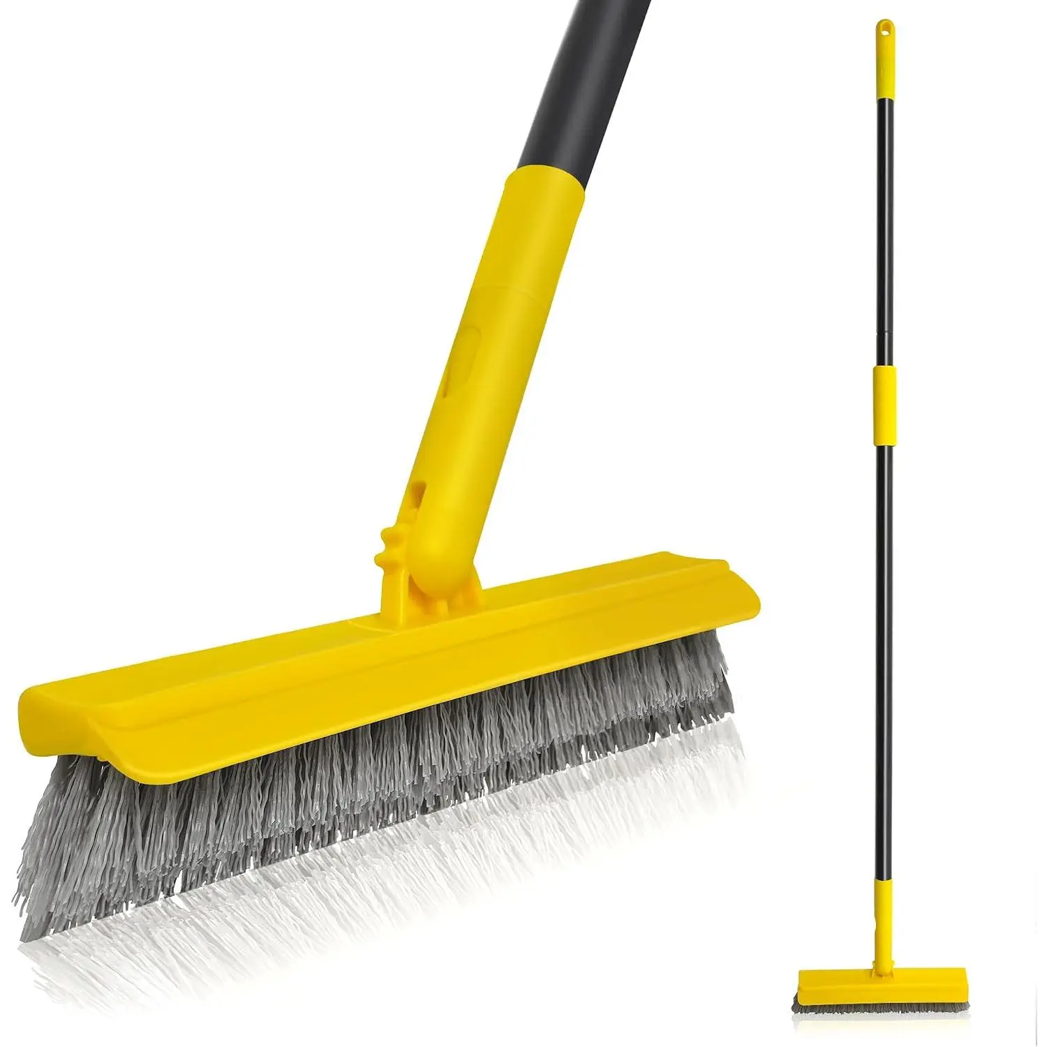 2 in 1 Grout Brush with 49.6" Long Handle, Swivel Grout Cleaning Brush V-Shape Grout Line , 180°Rotatable Shower Tile Scrub with Stiff Bristle for Deep Cleaning Shower and Corner