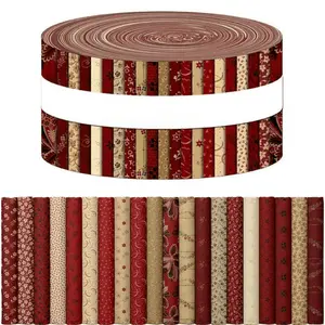 40Pcs Retro Geometric Fabric Strips Precut Quilting Fabric Bundle 2.55x19.7 Inch Mixed Color Cotton Strips for Beginner Sewing Doll Making and Home Decor