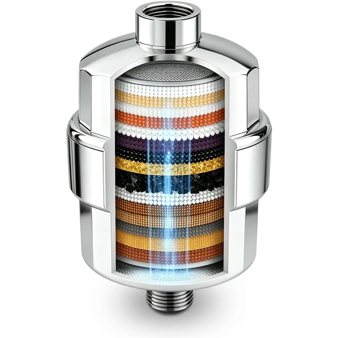 Filtered Shower Head - High Pressure Shower Filter for Hard Water Softener |   20 Stage Water Softener Shower Head, Improve Water Efficiently, Reduces Dirt, Odors, Easy Installation, Chrome