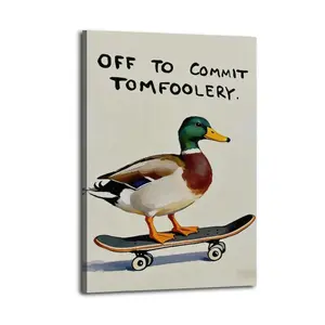 Funny Duck Off To Commit Tomfoolery Quote| Bedroom Art | Bathroom Art | Trendy Wall Art | Funky Wall Art