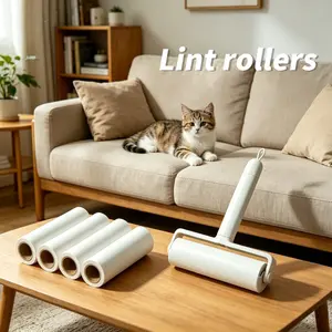 Roller Hair Remover, Replaceable Paper Roll, Super Strong Adhesive Pet Hair Removal Kit, Clothes, Carpets, Car Seats, Dust, Dogs, Cats