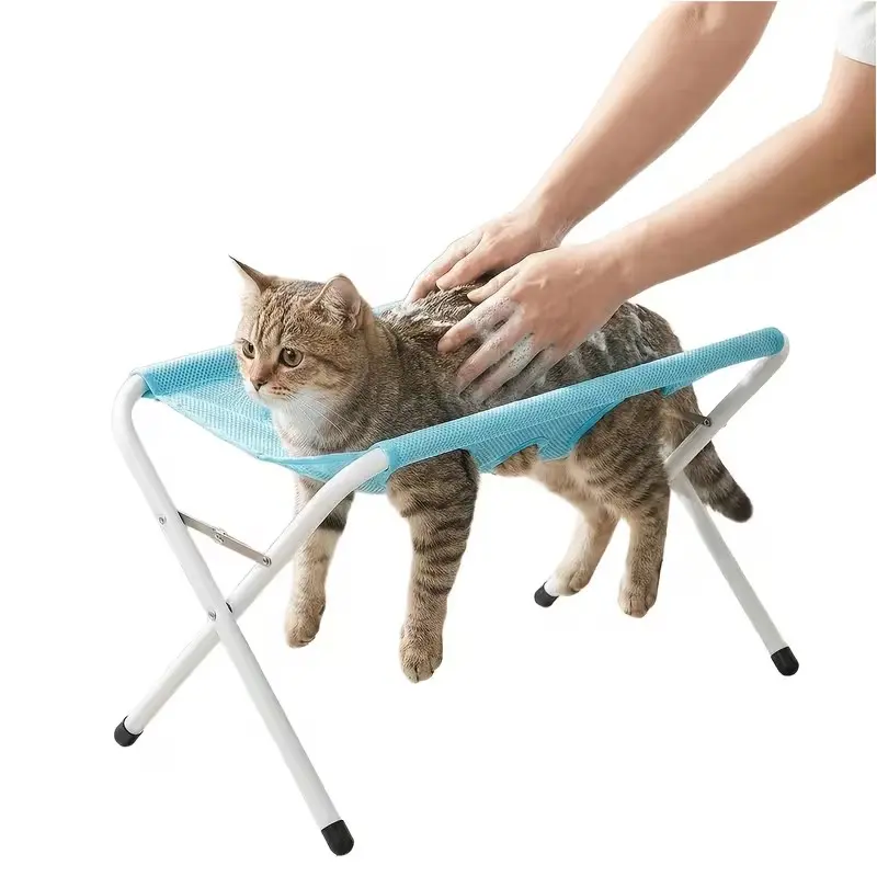 Pet Grooming Hammock for Cats and Dogs, Secure Stand Included, Ideal for Bathing, Shaving, Nail Trimming, Prevents Scratching and Biting